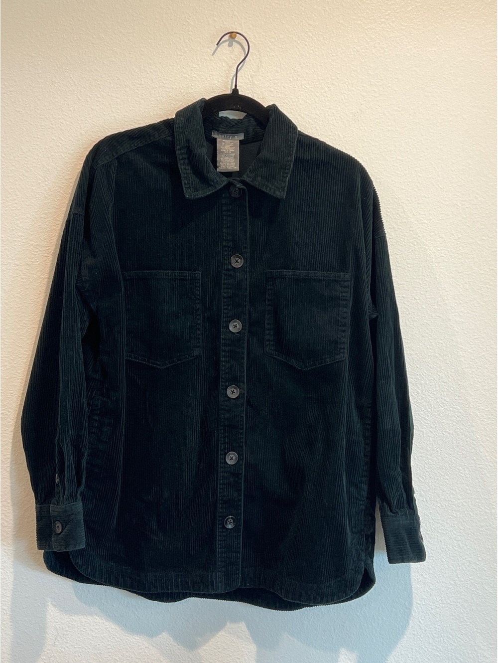 Matty M Womens Corduroy Button-Up Shirt Jacket Medium Hunter Green